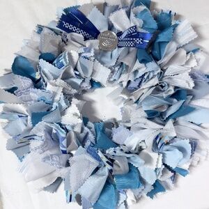 HANUKKAH RAG WREATH 10" HANDCRAFTED DOOR WALL DECOR CANDLE RING 1 OF A KIND GIFT